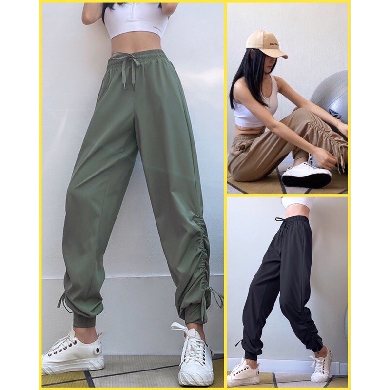 Quần thể thao nữ , quần jogger thun chun rút nhiều màu