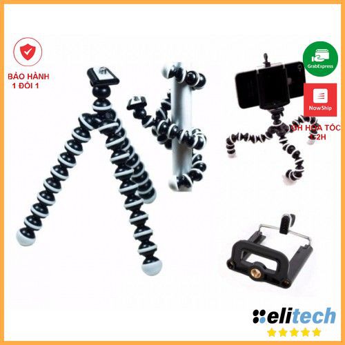 Tripod mini chân xoắn bạch tuộc máy ảnh, điện thoại - Tặng kèm kẹp điện thoại.