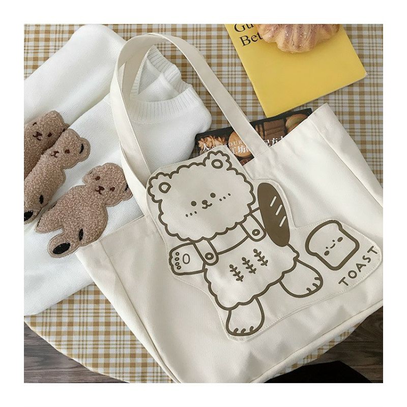 Túi đeo vai chất vải canvas, đi làm, đi học - GẤU BÁNH MÌ