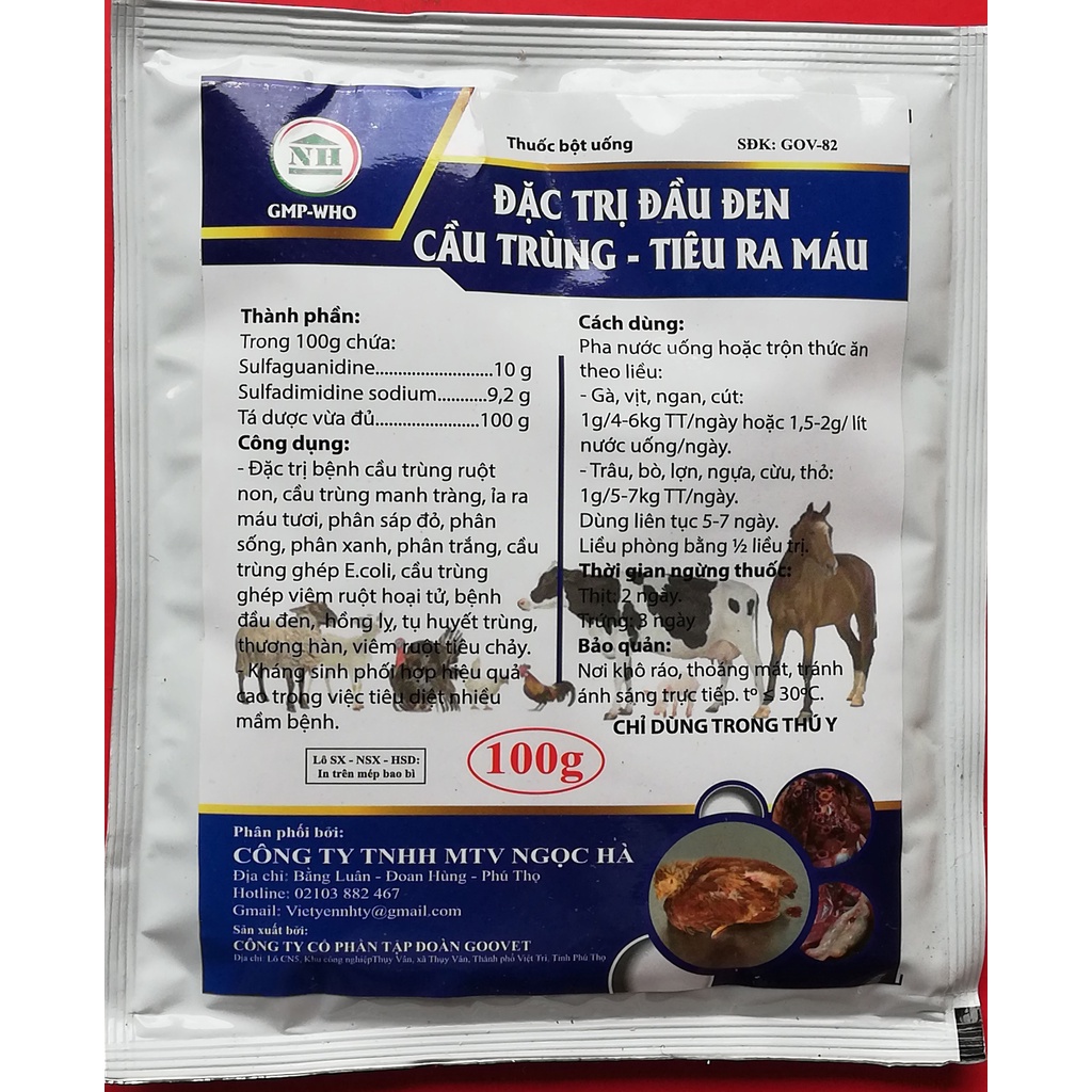 1 gói Sulfa 100g Công ty Ngọc Hà Chuyên dùng cho gia súc, gia cầm, chim cảnh