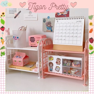 Kệ nhựa mini để bàn 2 tầng ulzzang - kệ nhựa tiện lợi