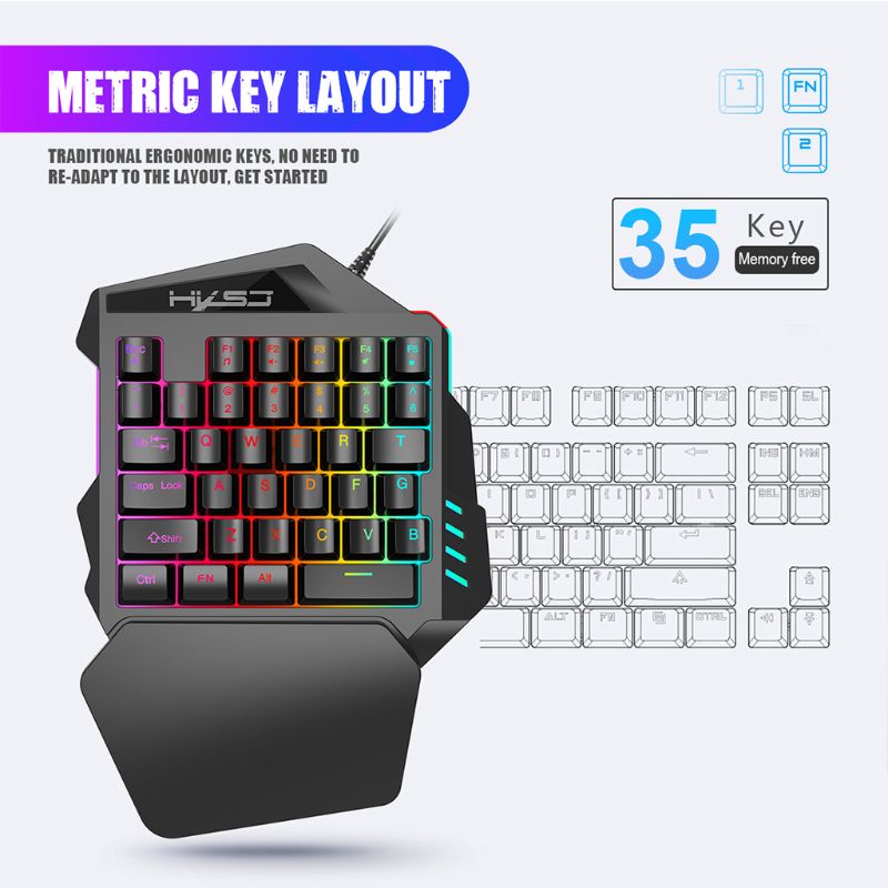 Combo Bàn Phím Và Chuột Gaming Mini 35 Phím Có Dây Usb Cho PC