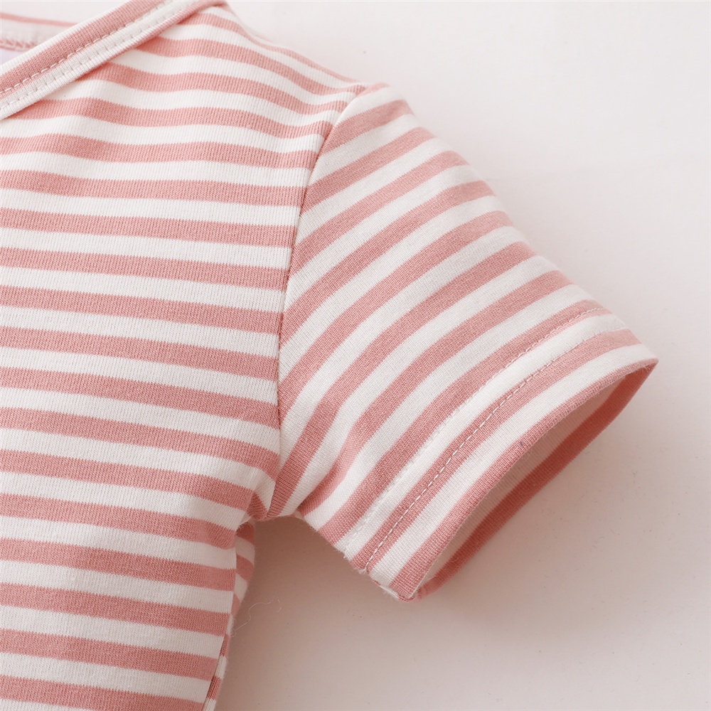 Áo liền quần Mikrdoo vải cotton tay ngắn kẻ sọc dễ thương cho bé trai sơ sinh 0-18 tháng tuổi