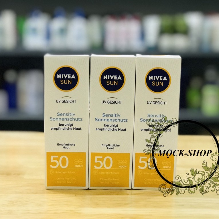 Kem chống nắng Nivea dành cho da mặt nhạy cảm SPF 50, 50 ml hàng Đức đủ bill