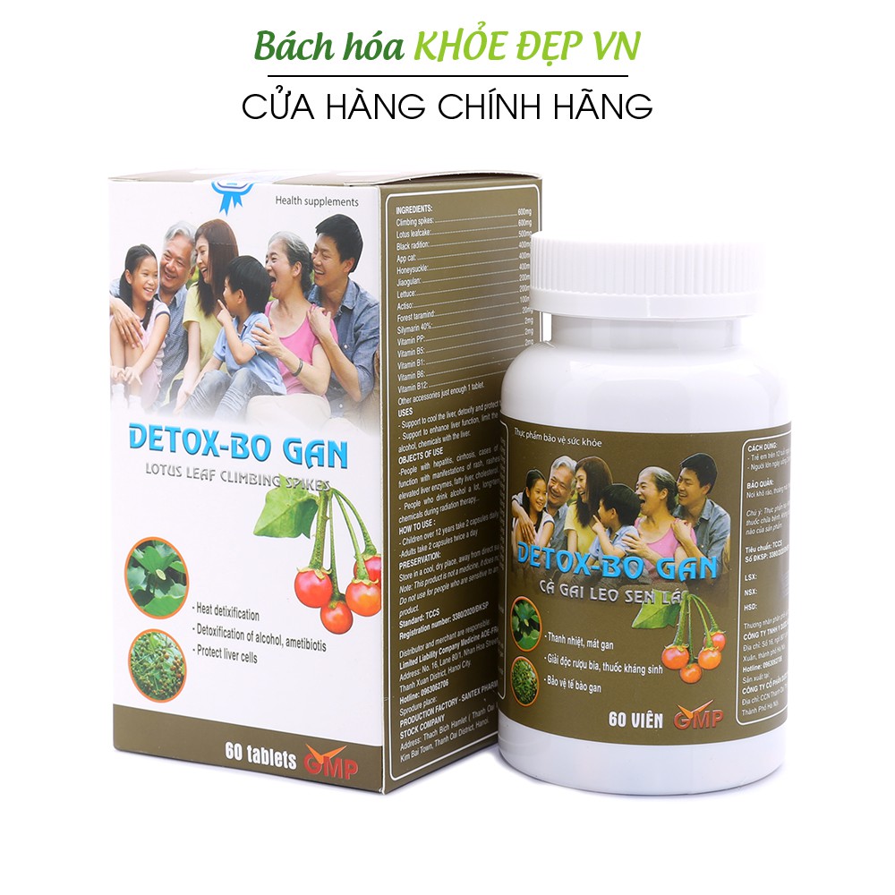 Viên uống Detox Bổ Gan Cà Gai Leo Sen Lá giải độc gan, thanh nhiệt mát gan - Hộp 60 viên