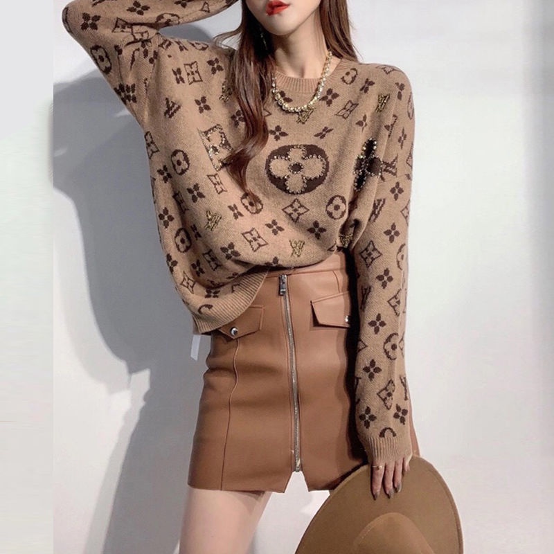 Áo sweater Chui Đầu Tay Dài Cổ Tròn In Chữ niche Phong Cách Hàn Quốc Chất Lượng Cao Cho Nữ