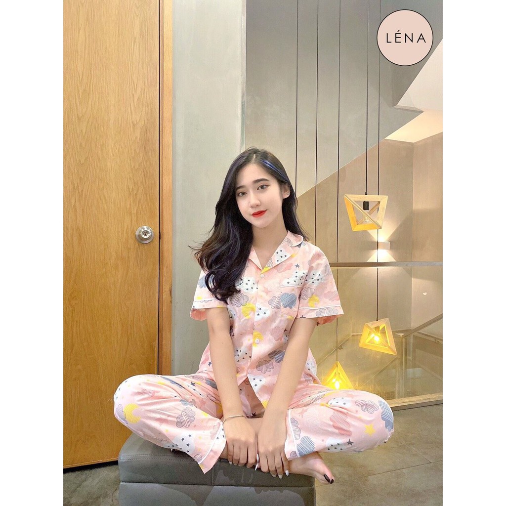 Pijama Thô Hàn Quốc cam hình mây - Bộ quần dài