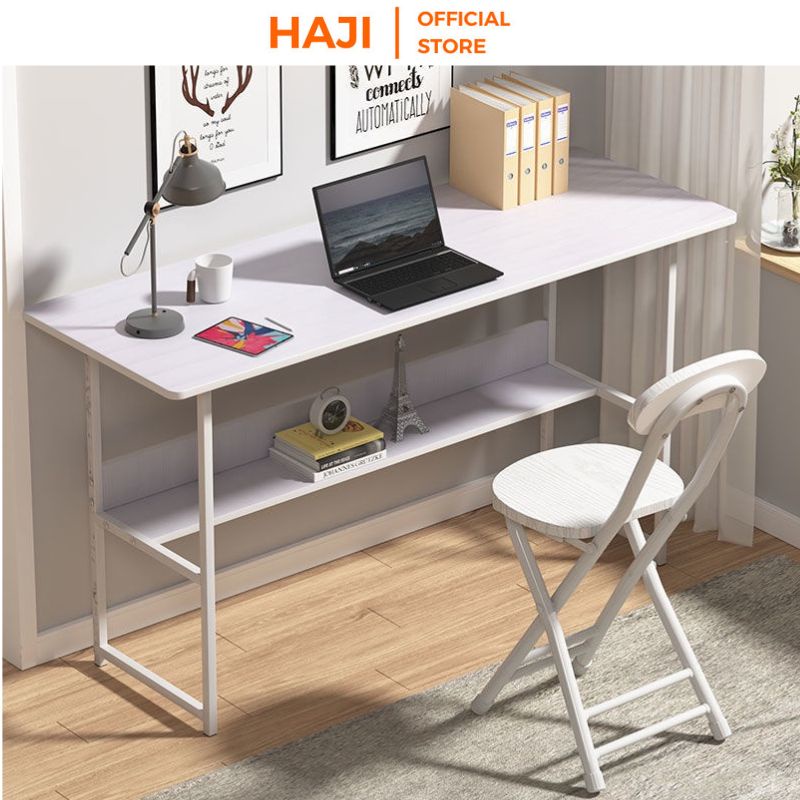 Bàn văn phòng dài 1m hiện đạiBàn làm việc tại nhà HAJI có kệ tiện dụng khung sắt sơn tĩnh điện chống gỉ chịu lực tốt C17