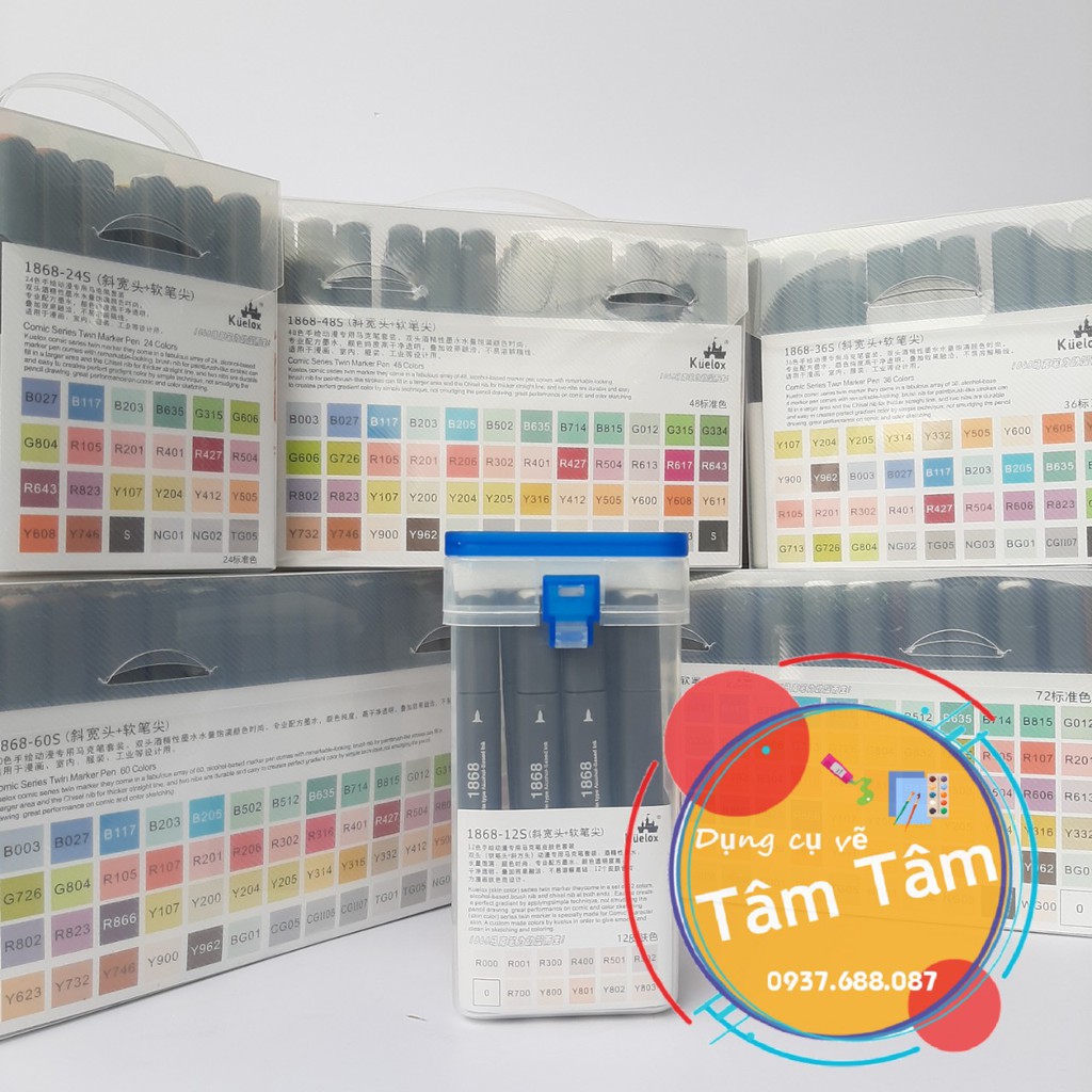 [ TÂM TÂM ]-Bút Marker Kuelox đầu cọ thân đen-