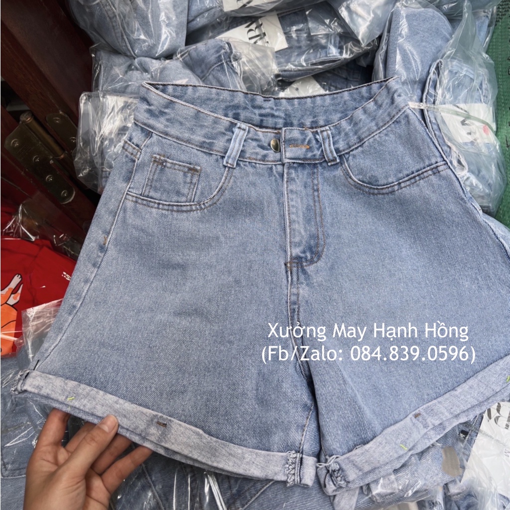 Quần short bò loại 1, Quần short jeans ngố bò 1 khuy ống rộng cá tính