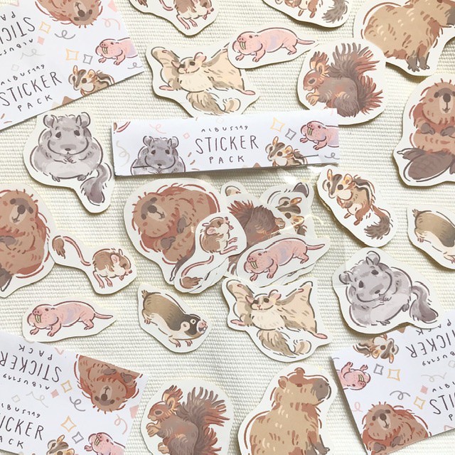 Nhãn dán hình 9 loại gặm nhấm - albus119 Rodent Stickers