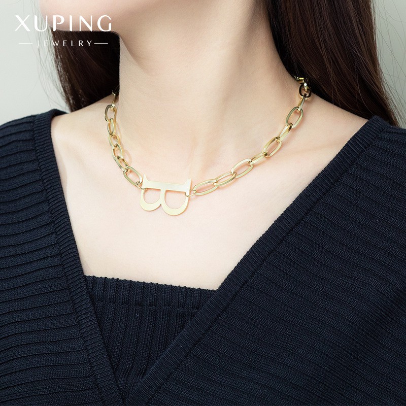 Dây Chuyền Nữ Chữ B Mạ Vàng 14K, Phong Cách Cá Tính Hàn Quốc - XPDC40