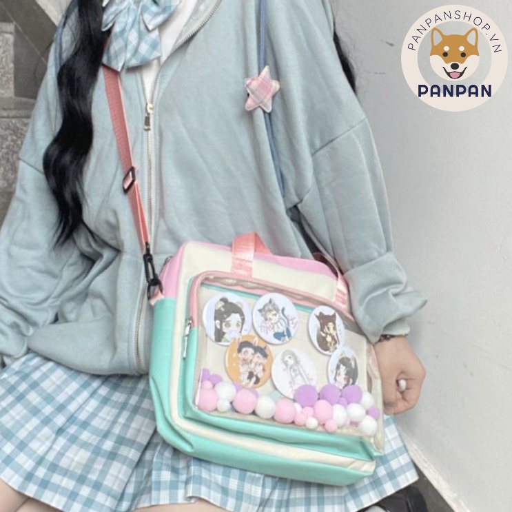 [CÓ SẴN] Túi Itabag đeo chéo trong suốt PHỐI MÀU quoai đeo linh động