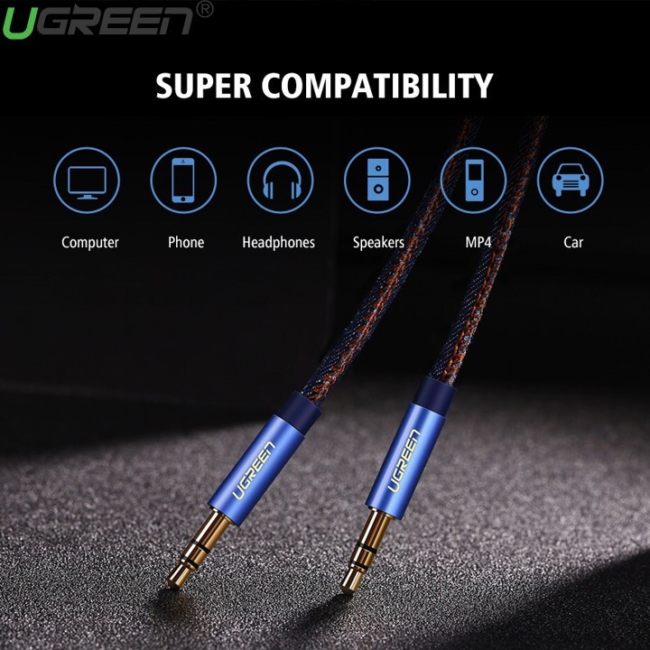 Dây cáp Audio 3.5mm to 3.5mm Chính Hãng Ugreen 40402 (dài 1 met, đầu mạ vàng) Cao Cấp