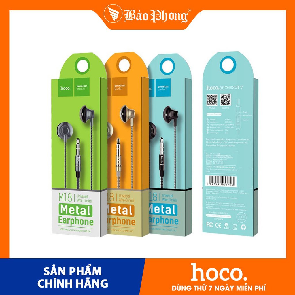 Tai nghe liền dây HOCO M18 có micro chân tròn 3.5mm