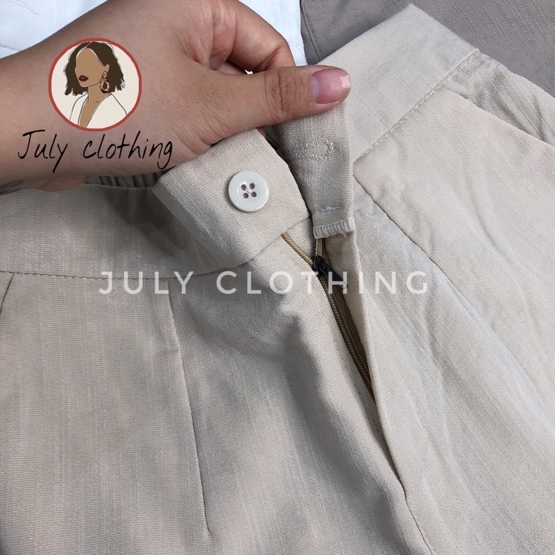 [Ảnh thật shop chụp] Quần short - quần lửng đũi xước thời trang cạp chun QS003 nhà July