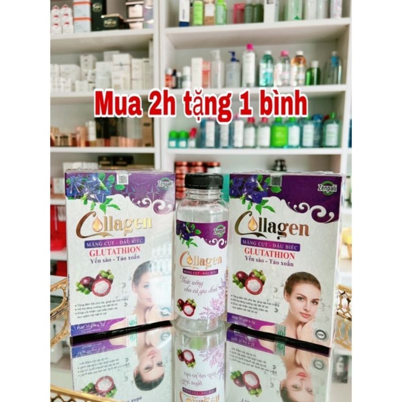 0[CHÍNH HÃNG] Collagen Măng cụt Đậu biếc Zenpali nguyên hộp 30 gói