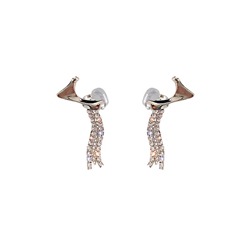 Khuyên Tai Tua Rua Đính Đá Zircon Đơn Giản Thời Trang