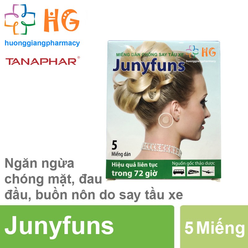 Junyfuns - Miếng dán chống say tày xe thảo dược (Hộp 5 miếng)