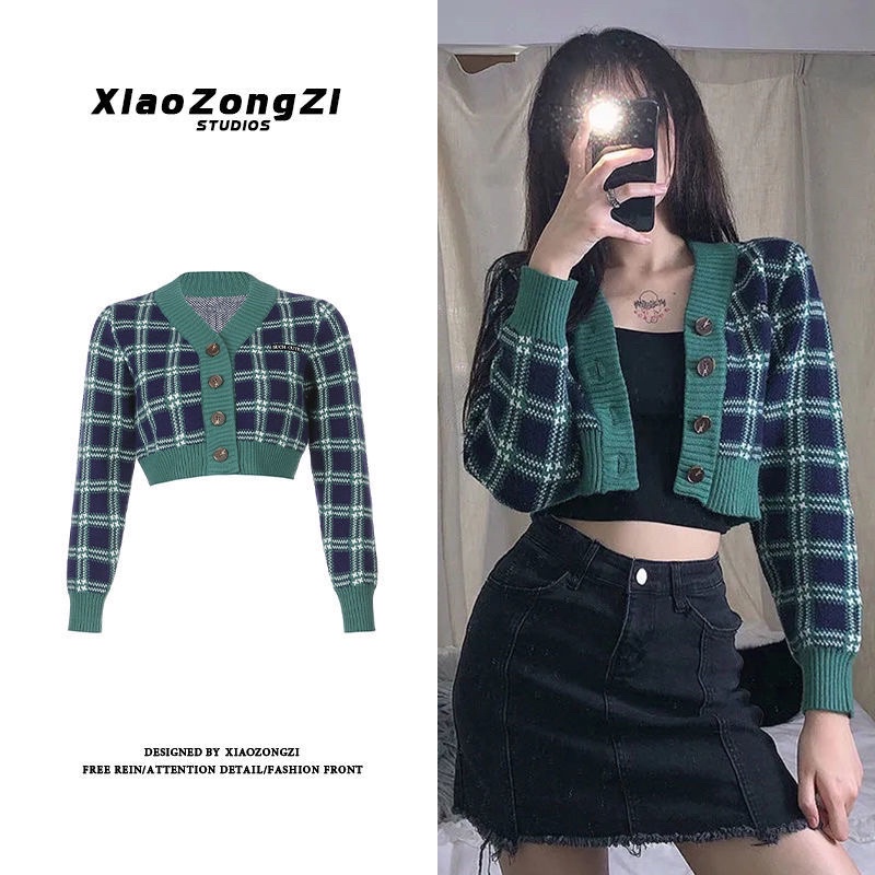Freeship Áo Len Cadigan Crotop Kẻ Sọc Basic Siêu Tôn Dáng