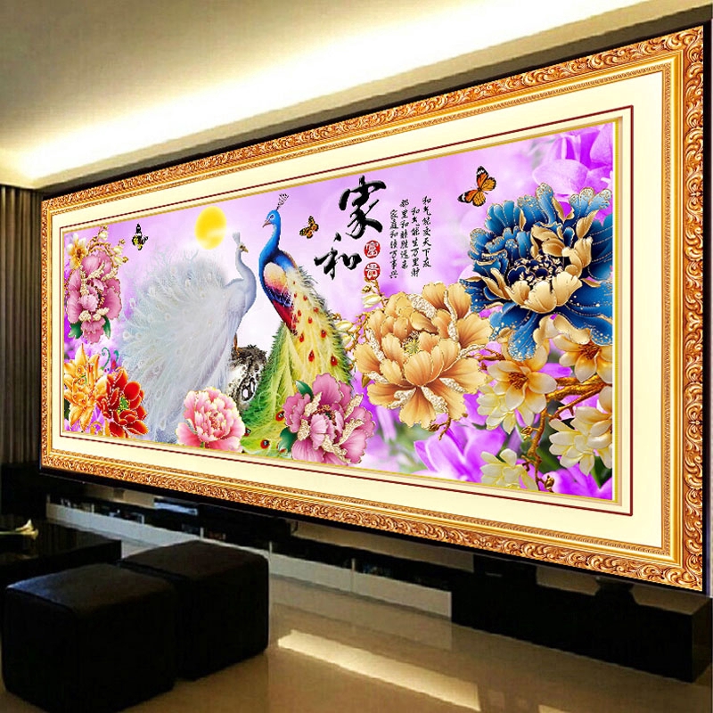 Tranh Đính Đá Tự Làm Trang Trí Nhà 5d Hình Chim Công