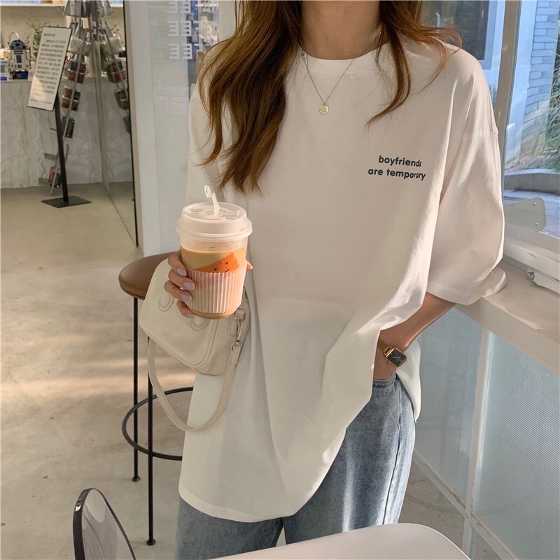 [ Rẻ vô địch ] Áo thun cotton tay lỡ dáng rộng unisex - Boyfriend