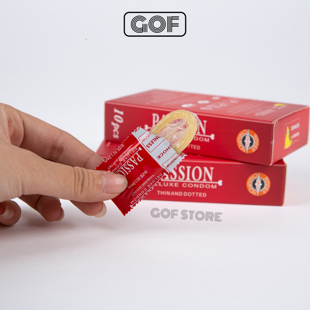 Bao cao su gai Passion Deluxe Condom đỏ Siêu Mỏng Longshock Hộp 10 cái - GoF