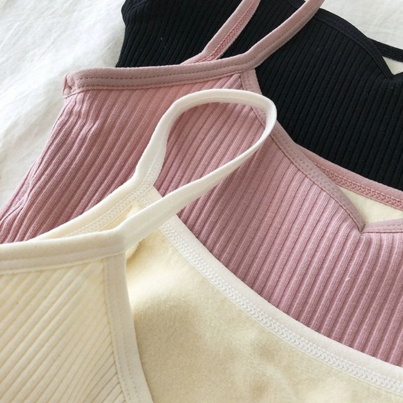 [Mã FAMARAL2 giảm 10K đơn 50K] Áo len tăm hai dây lót nỉ mẫu mới mùa thu đông 2021 thời trang siêu ấm | BigBuy360 - bigbuy360.vn