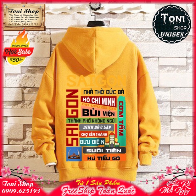 ÁO HOODIE SÀI GÒN ƠI - In Pet Siêu Bền Siêu Đẹp - Full Size Full Màu