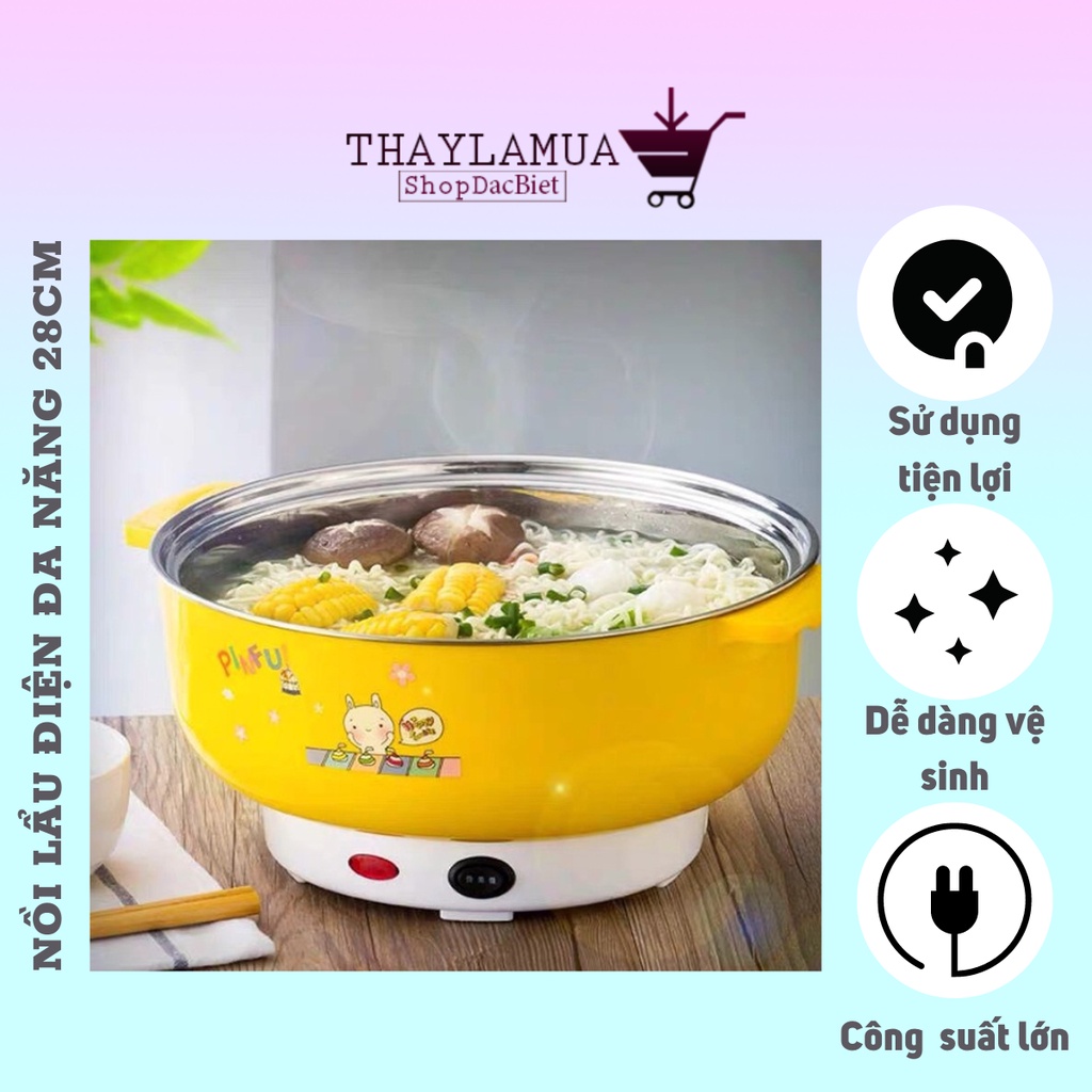 Nồi Lẩu Điện Đa Năng - Nồi Lẩu Mini Size 28cm Công Suất Mạnh
