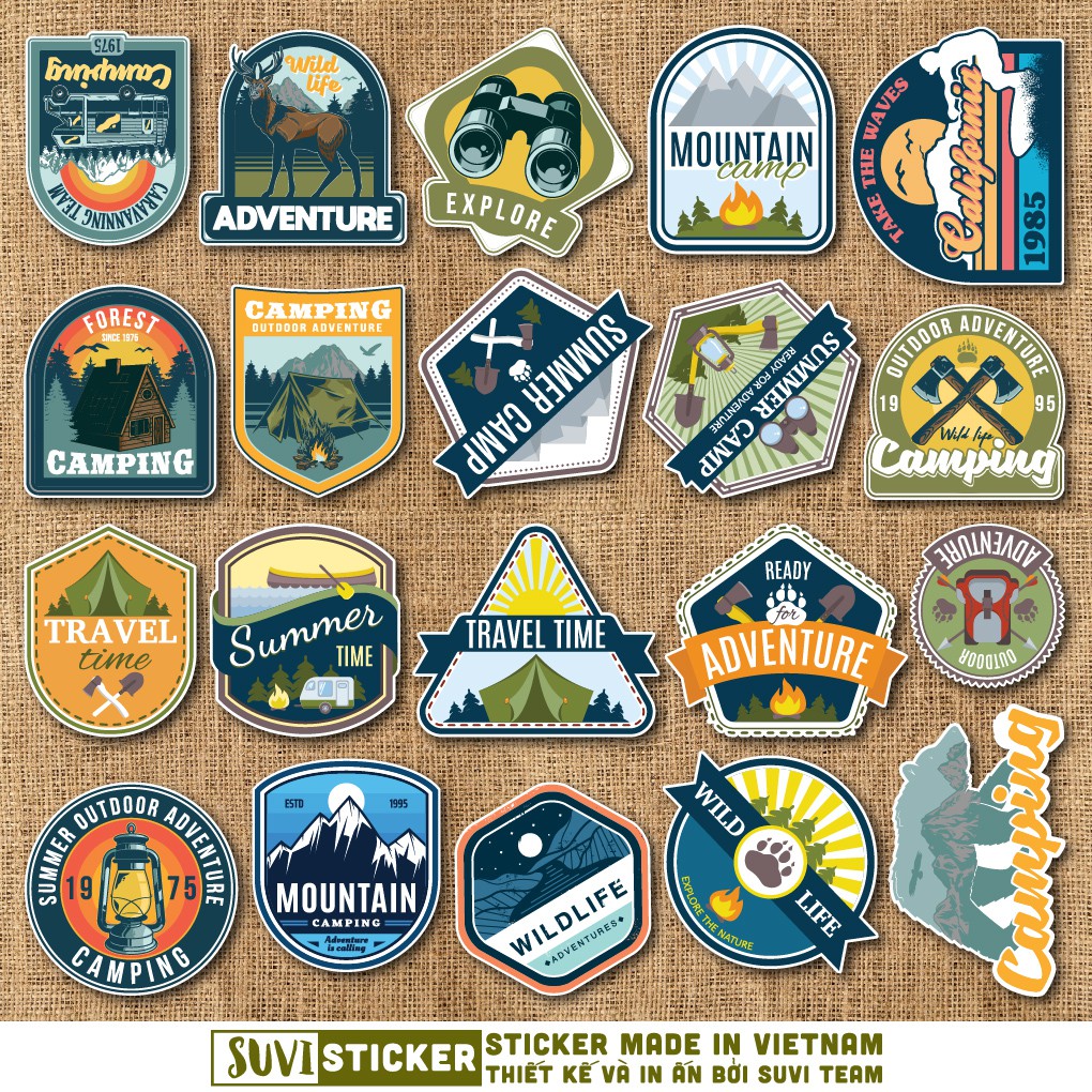50 Sticker Vintage Travel Label chống nước sticker dán laptop, điện thoại, đàn guitar, mũ bảo hiểm, vali. MSP: V18