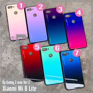 Ốp lưng Xiaomi Mi 8 Lite gương cứng 2 màu Ver 2 , viền TPU dẻo đen