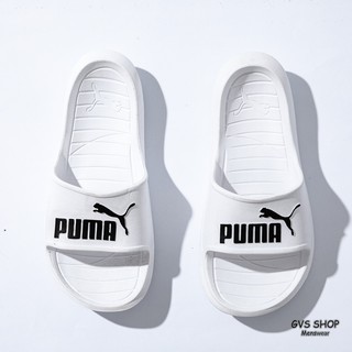 Dép Puma Divercat V2 màu trắng logo đen  | Dép đúc liên khối không ngấm nước