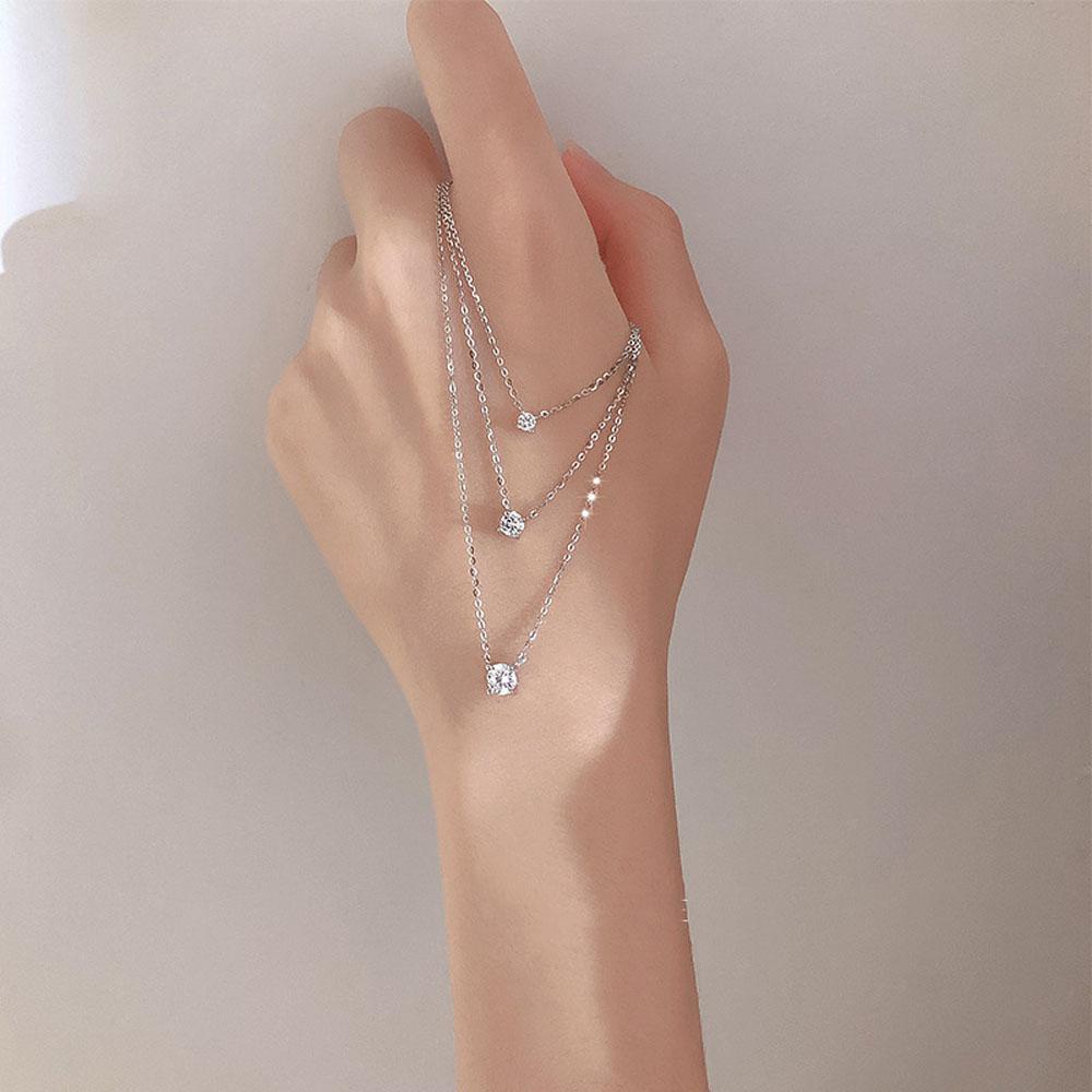 Dây Chuyền Thiết Kế Mặt Hình Học Đính Đá Zircon Thời Trang Thanh Lịch Cho Nữ