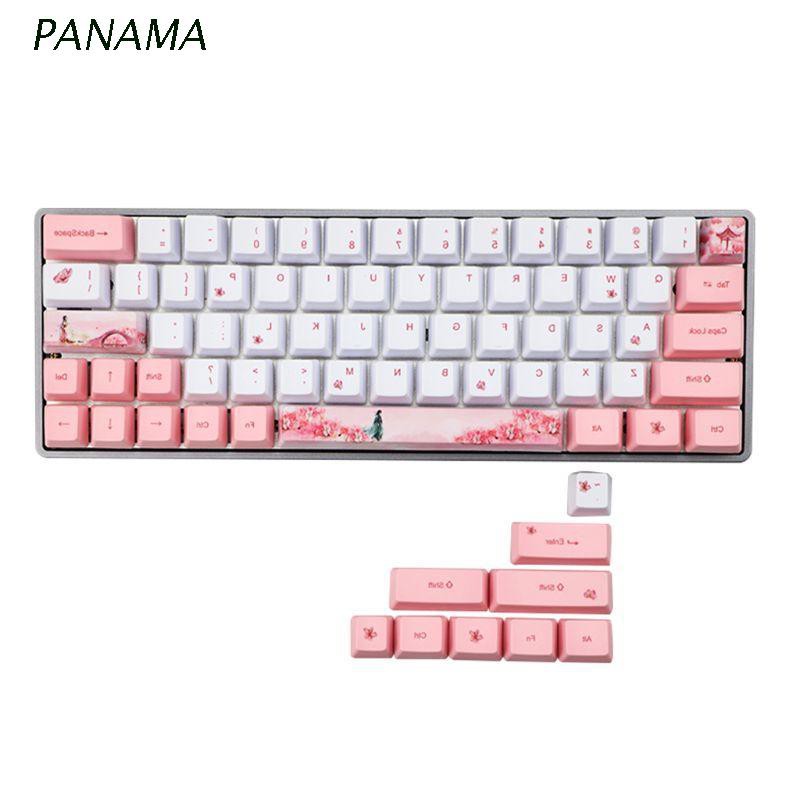 Nút Bàn Phím Cơ Pbt Oem In Hình Hoa Anh Đào Dễ Thương 60% Cho Gh60 Gk61 Gk64