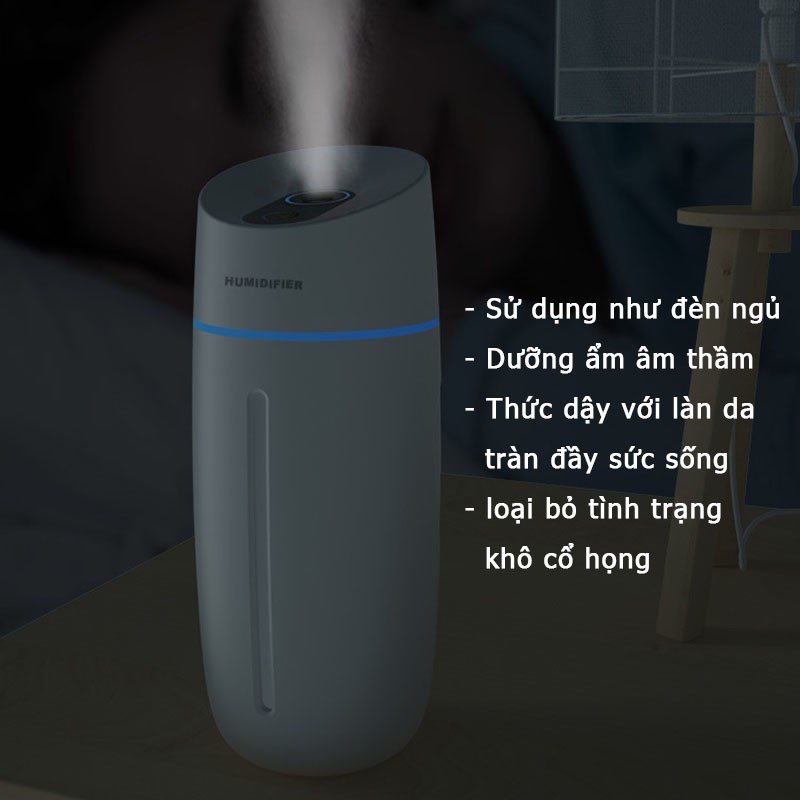 Máy phun sương tạo ẩm Humidifier - Tạo độ ẩm mini - giữ ẩm - khuếch tán xông tinh dầu - Dung tích 250ML - Phụ Kiện HB