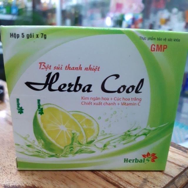 Bột nước mát HERBA COOL EXTRA vị mía lau , rể tranh hộp 10 gói
