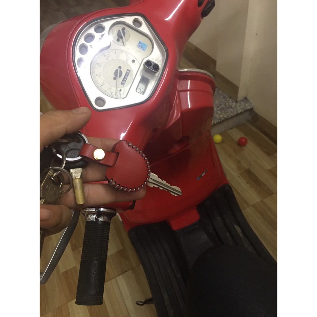 Bao Da Chìa Khóa xe máy  Vespa, remote tìm xe handmade da thật