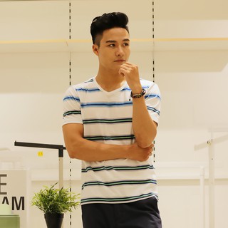 Áo polo nam Hasa đen phối trắng cam