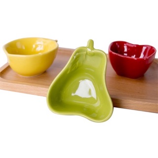 Bát sứ ăn dặm mini hình quả lê xanh, chanh vàng