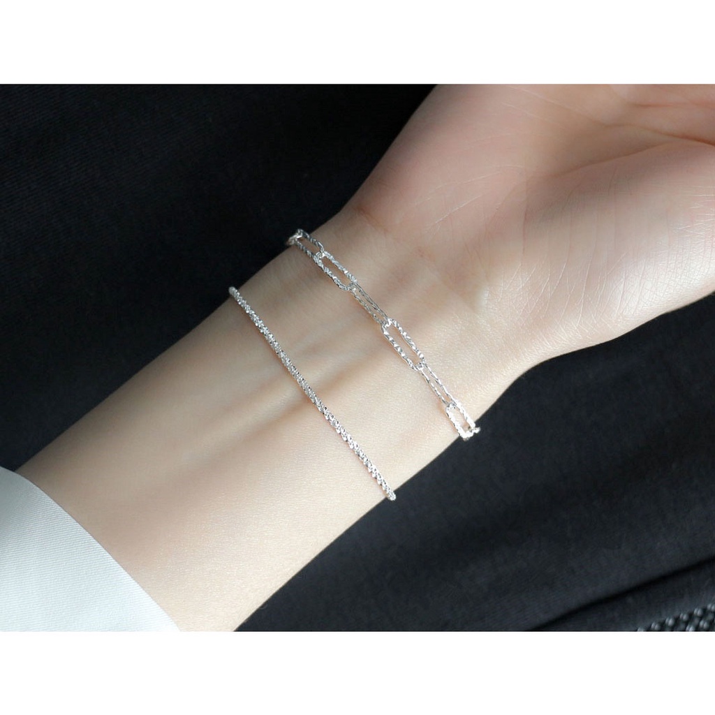 Vòng tay dây xích dáng mảnh kiểu dáng đơn giản siêu sáng cho nữ, vòng tay bạc nữ VT1011 phụ kiện trang sức đẹp THE SKY