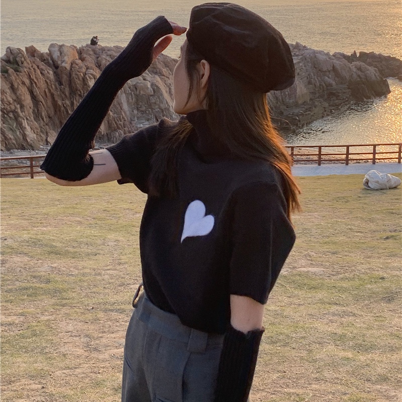 Áo Len Tay Dài Cổ Lọ Màu Trơn Đơn Giản Thời Trang Hàn Quốc Cho Nữ