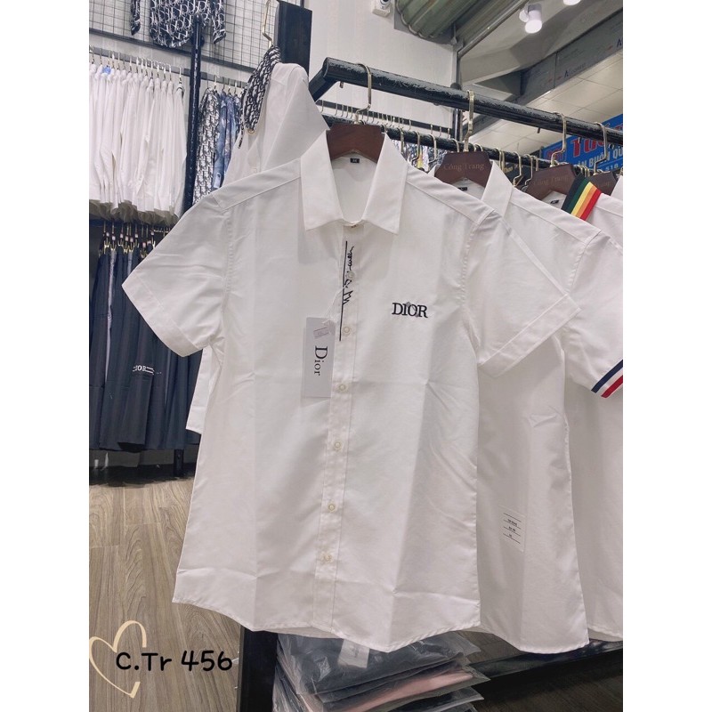 ⚡️ 𝐅𝐑𝐄𝐄 𝐒𝐇𝐈𝐏 ⚡️ Sơ Mi Cộc Nam - Sơ Mi dior thêu logo chữ kí dọc new