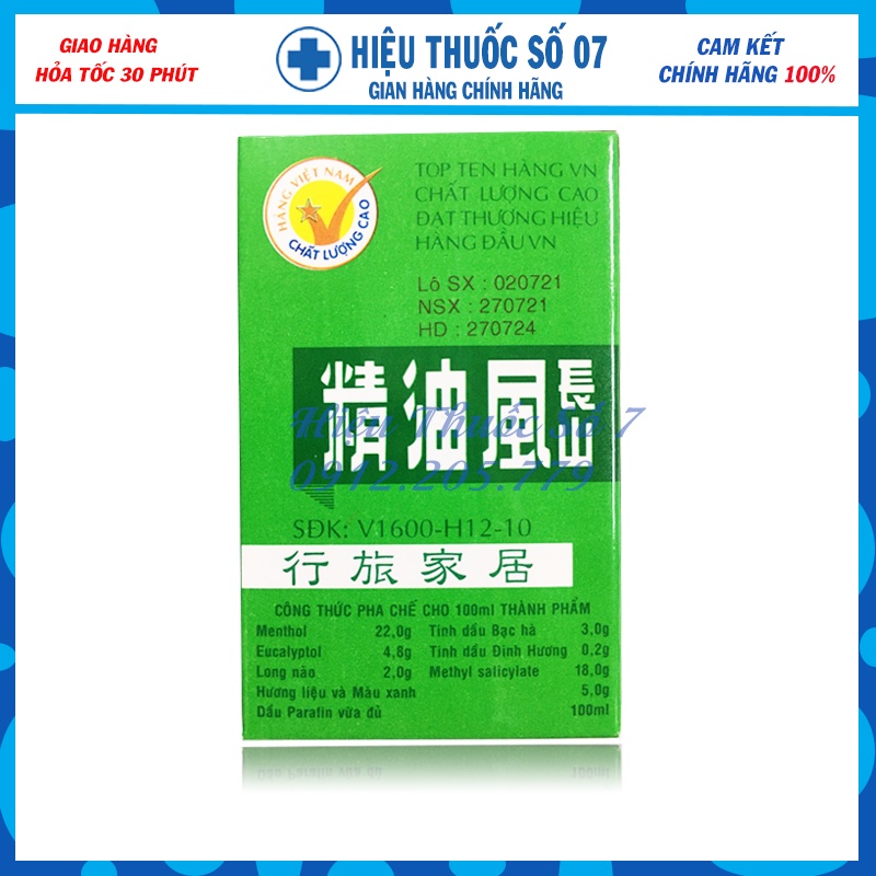 Dầu Gió Trường Sơn chai 6ml  Giảm ho, cảm cúm, nhức đầu sổ mũi, say tàu xe, vết cắn do côn trùng