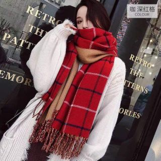 Khăn len kẻ mix màu