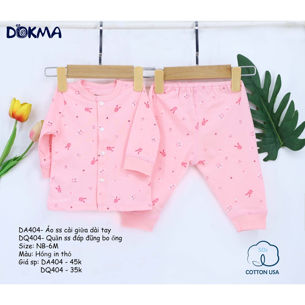 (DA404/DQ404) Dokma - Bộ quần áo ss dài tay, quần đáp đũng cho bé (NB-6M)