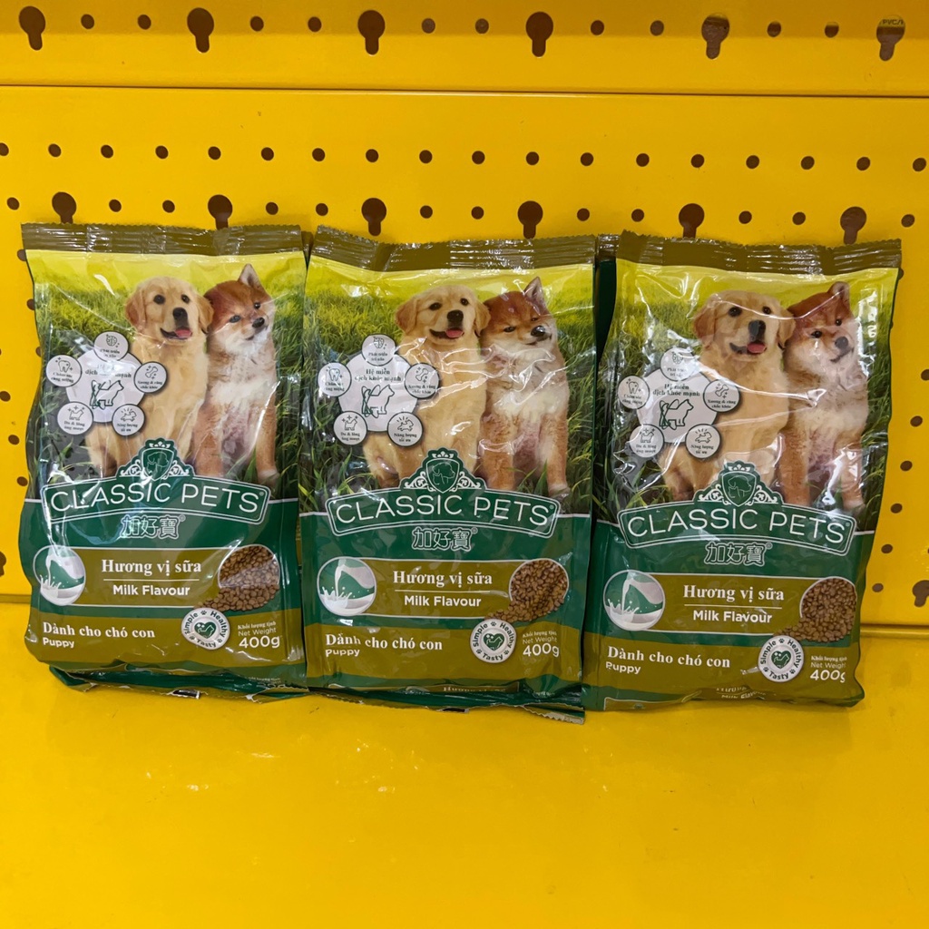 Thức ăn chó con Classic Puppy 400g hương vị sữa, hạt cho chó cung cấp đầy đủ dưỡng chất cho cún yêu - Củ Cải Pet Shop