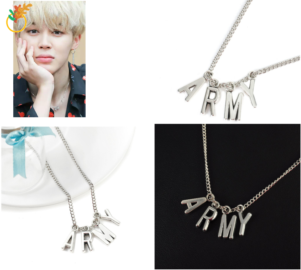 Vòng cổ kim loại in chữ Army BT21 nhóm nhạc BTS