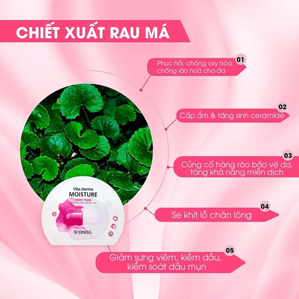 Mặt Nạ Kem BNBG Vita Derma Moisture Cream Mask Dưỡng Ẩm Trắng Da Gấp 3 Lần 30ml