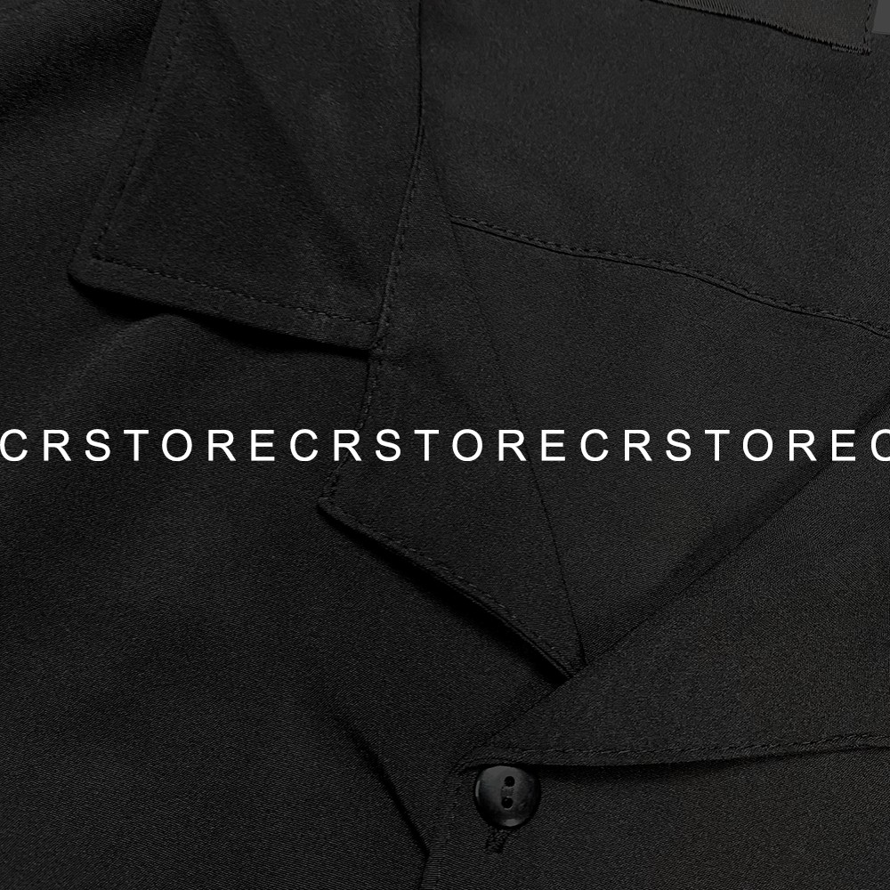 Áo Sơ Mi Tay Lỡ Cổ Vest CR MEN đen trắng unisex nam nữ trơn vải lụa mềm | BigBuy360 - bigbuy360.vn